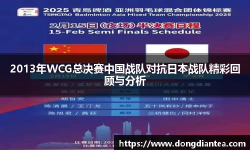 2013年WCG总决赛中国战队对抗日本战队精彩回顾与分析